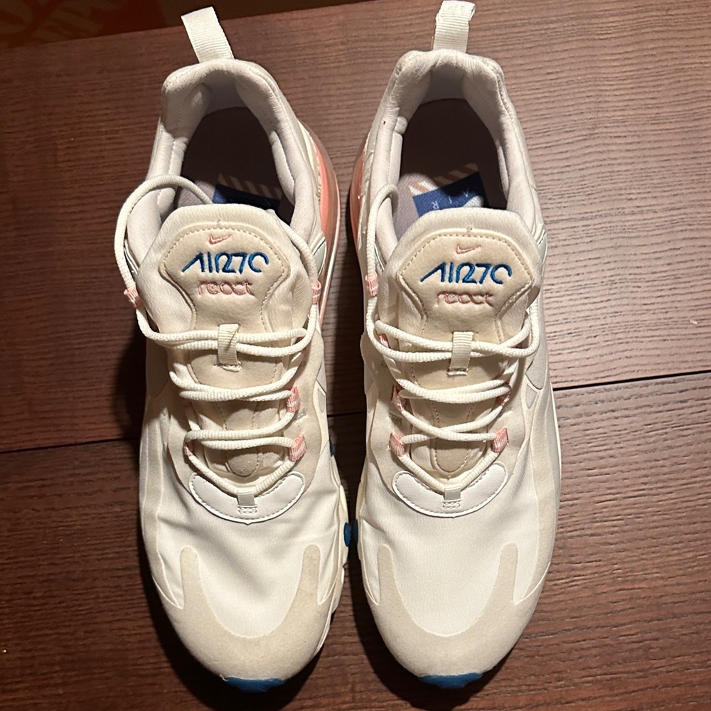 Nike Air Max 270 React in White and Blue
